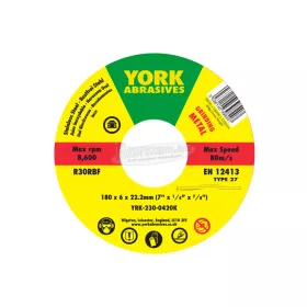   YORK ABRASIVES 180X6X22,23 R30RBF DPC TISZTÍTÓKORONG, T27 YRK2300420K