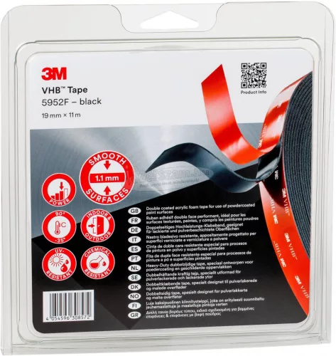 3M Ragasztószalag Fekete 11m x 19mm 1db 5952F/IPS