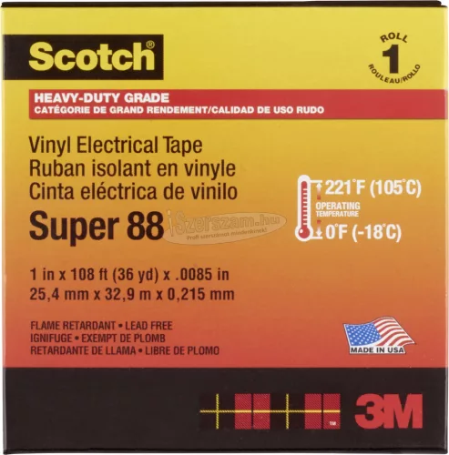 3M Szigetelőszalag Scotch Fekete 33m x 25mm 1db SUPER88-25X33