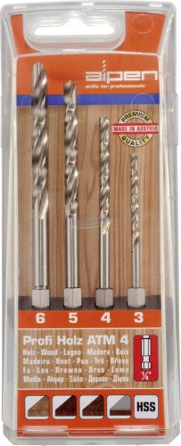Alpen Fa csigafúró készlet 4 részes 3-6mm 1/4" 1 készlet 603002100
