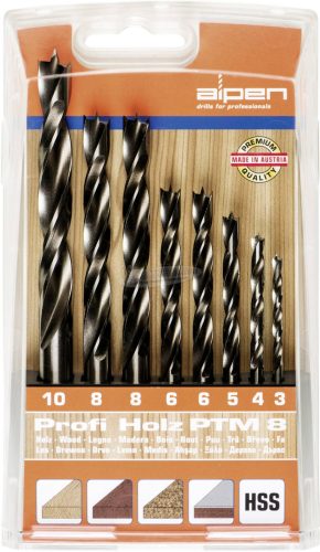Alpen Fa csigafúró készlet 8 részes 3-10mm hengeres 1 készlet 600093100