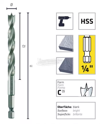 Alpen HSS Fa csigafúrók több méretben 1/4" 006220