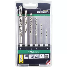   Alpen HSS Fémcsigafúró készlet 6 részes 2-8mm 1/4" külső négylap 1db 0000100806100