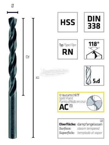 Alpen HSS csigafúró 8.7mm/125mm DIN 338 10db 60100870100