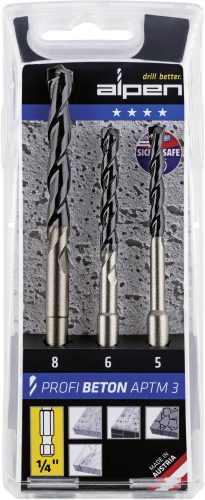 Alpen Betonfúró készlet 3 részes 5-8mm 1/4" 1db APTMS 3 0000101803100