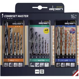   Alpen Univerzális fúrókészlet fa+fém+kő 2-10mm Combiset Master 0000811003100
