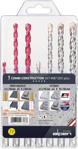 Alpen Univerzális fúrókészlet 5-10mm SDS-plus 7 részes MB 7 0000100007100