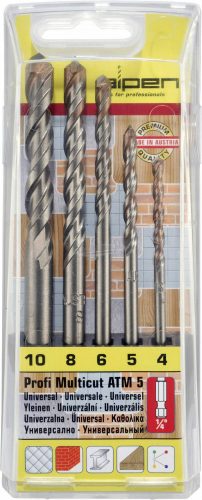 Alpen Többcélú/Univerzális csigafúró készlet 4-10mm MultiCut Keményfém 5 részes 1/4" 100805100