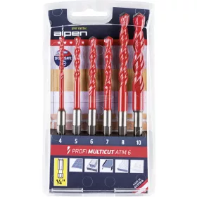   Alpen Többcélú/Univerzális csigafúró készlet 4-10mm MultiCut Keményfém 6 részes 1/4" 0000100802100