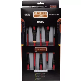   BAHCO ERGO Szigetelt csavarhúzó készlet, VDE 1000V vékonyított SLIM pengével 5 részes BE-9881SL