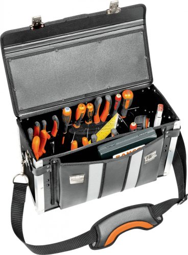 BAHCO Elől nyíló bőr szerszámos táska, üresen 4750-FOLTC-1