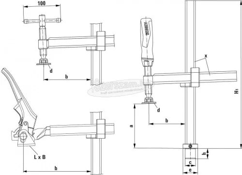 BESSEY TWV rögzítőelemek különböző kinyúlással 300/175mm 2-komponensű műanyag TWV28-30-17-2K