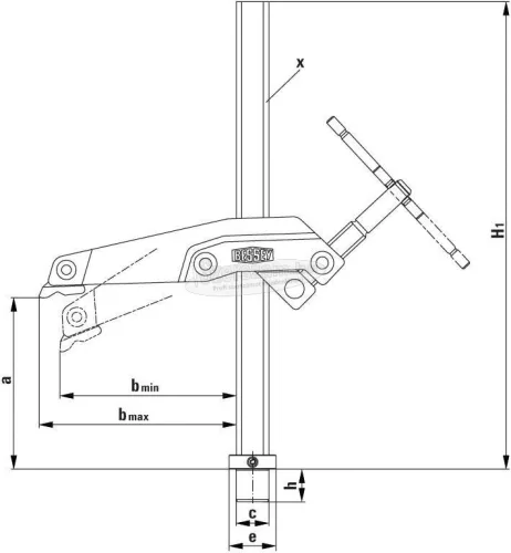 BESSEY TW28GRS rögzítőelemek hegesztőasztalokhoz szorító karral 300/120mm TW28GRS30-12