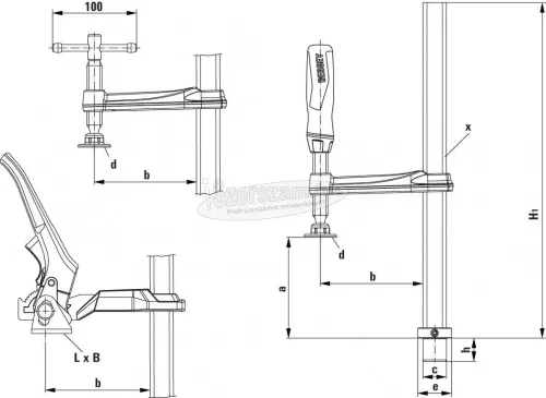 BESSEY TW rögzítőelem fix kinyúlási mélységgel 300/120mm hajtókar TW28-30-12K