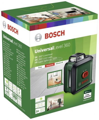 Bosch Home and Garden UniversalLevel 360 Keresztvonalas lézer Táskával, Önszintező Hatótáv (max.):12 m 604000