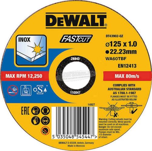 Dewalt DT43902 DT43902-QZ Vágótárcsa, egyenes 1db DT43902