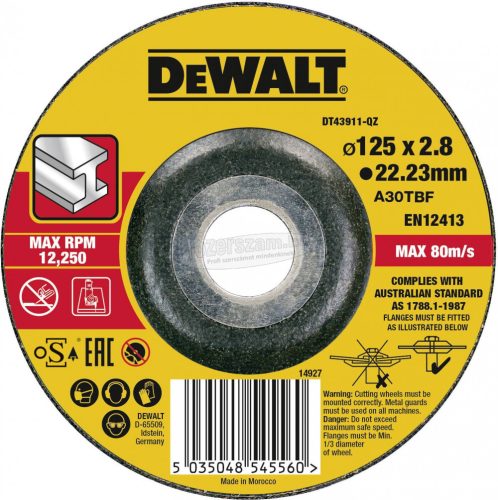 DEWALT vágókorong fémhez 125x3x22,23mm DT43911-QZ