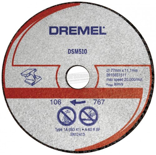 Dremel DSM510 2615S510JB Vágótárcsa, egyenes 77mm 3db 2615S510JB