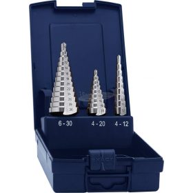   EVENTUS BY EXACT  lépcsős fúró készlet HSS 3 részes 4-12/4-20/4-30mm 15332