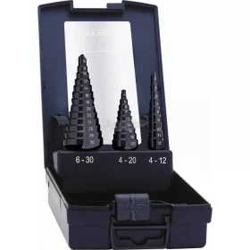   EXACT  lépcsős fúró készlet 3 részes 4-12/4-20/6-30mm HSS TiAIN 3 oldalú szár 50071-2