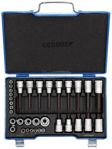 GEDORE Rátűzőkulcs készlet TX 34 részes 1/4"+1/2" 19 TX 20 6129440