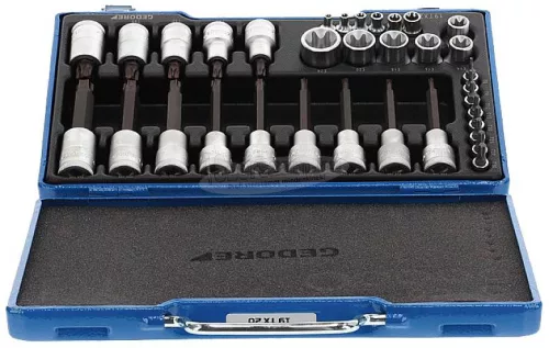 GEDORE Rátűzőkulcs készlet TX 34 részes 1/4"+1/2" 19 TX 20 6129440