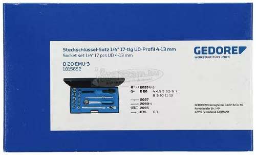 GEDORE Dugókulcs készlet Metrikus 1/4" 17 részes UD profil 4-13mm D 20 EMU-3 1815652