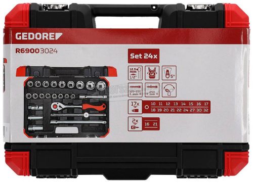 GEDORE RED Dugókulcs készlet 24 részes 1/2" 10-32mm R69003024 3300055