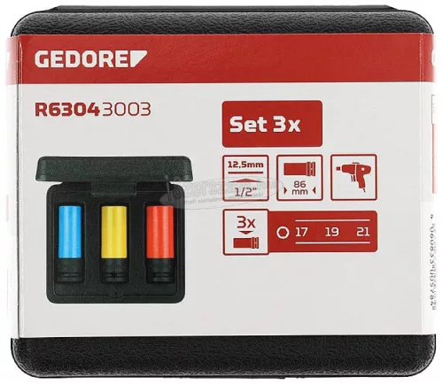 GEDORE RED Gépi dugókulcs készlet 1/2" 3 részes 17-21mm védőburkolattal kerékcseréhez R63043003 3300578