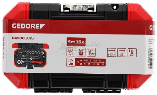 GEDORE RED Dugókulcs készlet 1/4" 16 részes 4-13mm R49003016 3300050