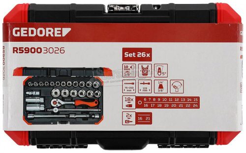 GEDORE RED Dugókulcs készlet 3/8" 26 részes 6-24mm R59003026 3300053