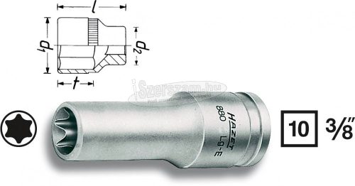 HAZET 880LG-E12 Külső TORX Dugókulcs T12 3/8" 880LG-E12