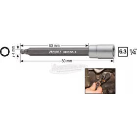   HAZET gömbvégű imbusz rátűzőkulcs 4mm 1/4" motorfordulatszám-érzékelőhöz 8501KK-4