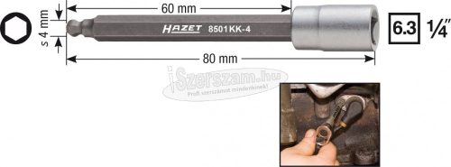 HAZET gömbvégű imbusz rátűzőkulcs 4mm 1/4" motorfordulatszám-érzékelőhöz 8501KK-4