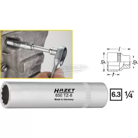 HAZET Dugókulcs hosszú 12szög 8mm 1/4" 850TZ-8