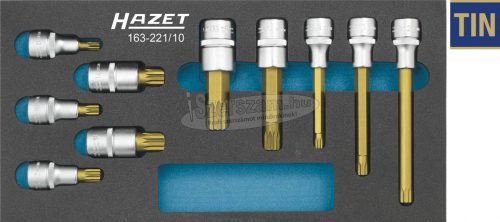 HAZET 163-221/10 Sokszög (XZN) Rátűzőkulcs készlet 10 részes 1/2" 163-221/10