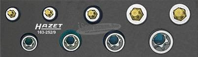 HAZET TORX, Külső TORX Rátűző+dugókulcs készlet 9 részes 3/8" E8-E14+T25-T50 163-252/9