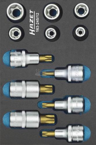 HAZETTORX, Külső TORX Rátűzőkulcs készlet E10-E20+T30-T60 12 részes 1/2" 163-245/12