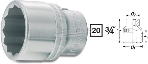 HAZET 1000AZ-1.7/8 6szög Dugókulcs 1 7/8 3/4" (20mm) 1000AZ-1.7/8