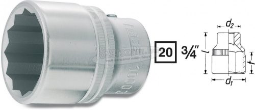 HAZET Dugókulcs 12szög 1.7/8 3/4" 1000AZ-1.7/8