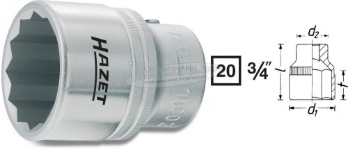 HAZET 1000Z-38 12szög Dugókulcs 38mm 3/4" (20mm) 1000Z-38