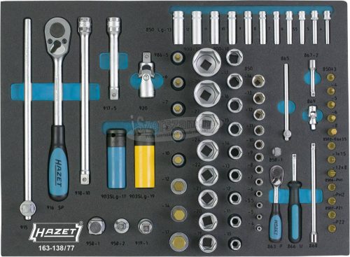 HAZET Dugókulcs készlet Metrikus 1/4" 1/2" 77 részes 163-138/77