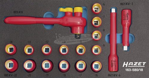 HAZET szigetelt dugókulcs készlet 8-22mm 3/8" 18 részes 163-580/18