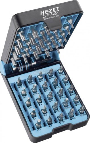 HAZET BitE-Box 2240N/51 Bit készlet 51 részes Egyeneshornyú, Phillips, Pozidriv, TORX, TORX BO, 6szög 2240N/51