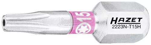 HAZET furatos Torx bitkészlet 3 részes T15Hx25mm C6.3 1/4" 2223N-T15H/3