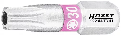 HAZET furatos TORX bitkészlet 3 részes T30Hx25mm Tamper-resistant C6.3 1/4" 2223N-T30H/3
