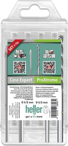 HELLER Cera Expert + ProXtreme 28813 2 Keményfém Tetőcserép fúró 4 részes Háromszög szár 1db 28813 2