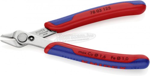 KNIPEX Elektronikai oldalcsípő fogó, kétkomponensű nyél, Super-Knips 125mm 78 03 125 SB