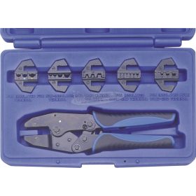   KUNZER 7CZ06 Krimpelő fogó készlet 6 részes Szigetelt kábelsaruk, Szigeteletlen kábelsaruk, Érvéghüvelyek 0.5-16mm² Cserélhető krimpelőbetétekkel 7CZ06