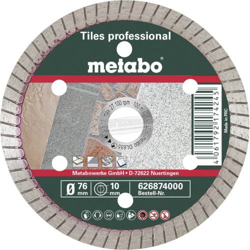 METABO TP Professional 626874000 Gyémánt vágótárcsa 1db 76mm 10mm 1db 626874000